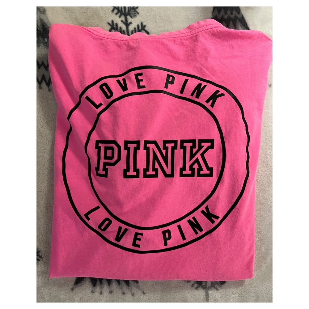 Victorias Secret PINK Long- sleeve T- shirt, size small. Logo on back and sleeve